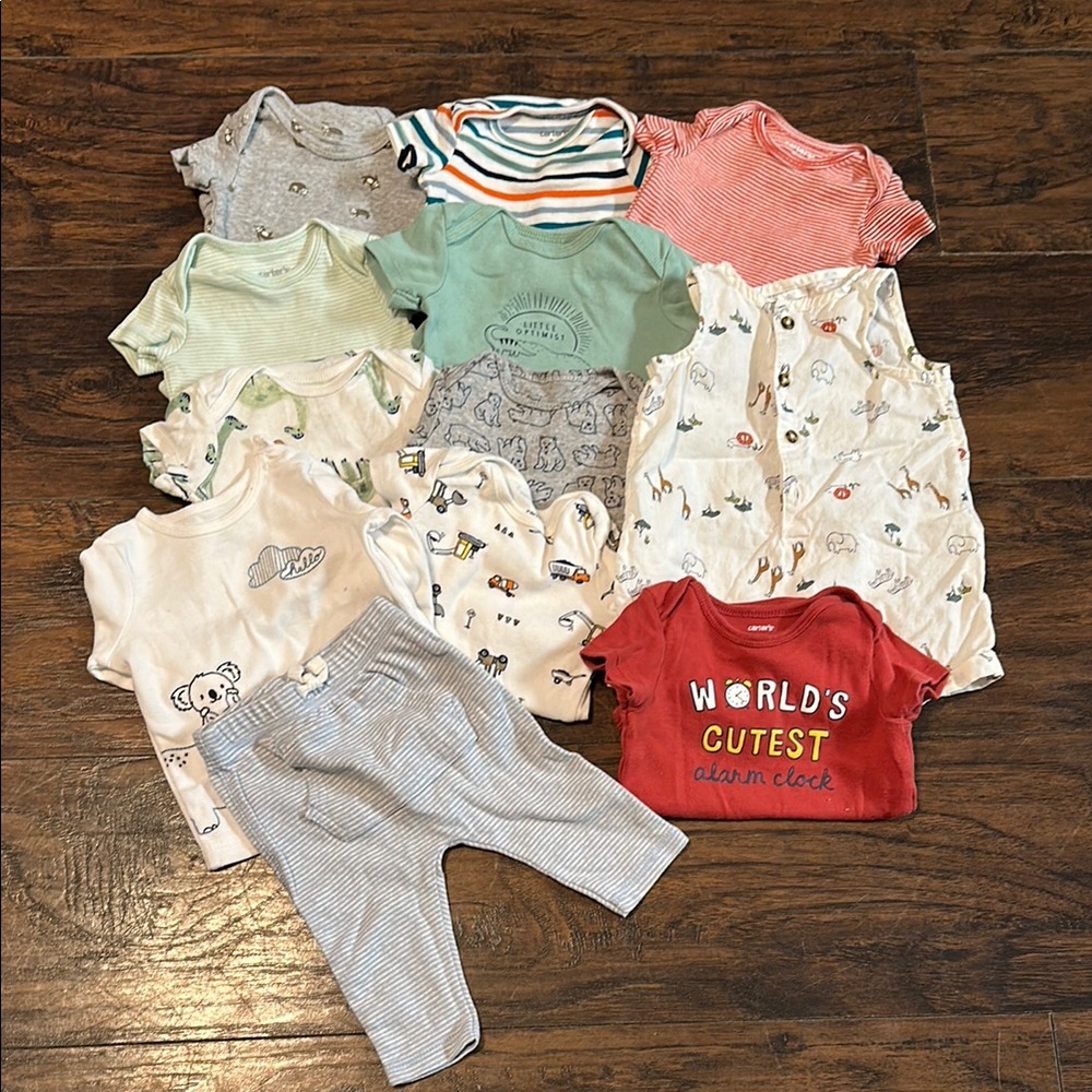 Carter's Kids Bodysuits - Red, Green, Gray, White